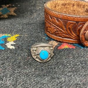 Vintage Navajo Sterling Turquoise Ring Native 11